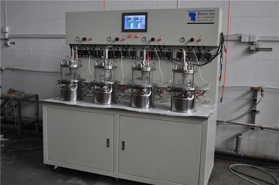BLBIO-5GCA-4-H  5升4联磁力搅拌原位灭菌玻璃发酵罐