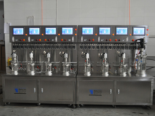 八联体机械搅拌离位灭菌玻璃生物反应器 BLBIO-1GJ-8-H